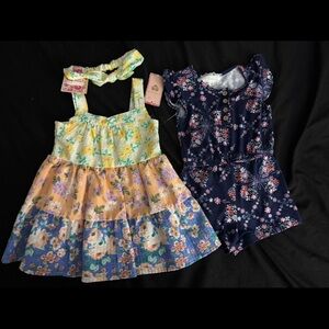 Floral Dress and Romper Set with Headband